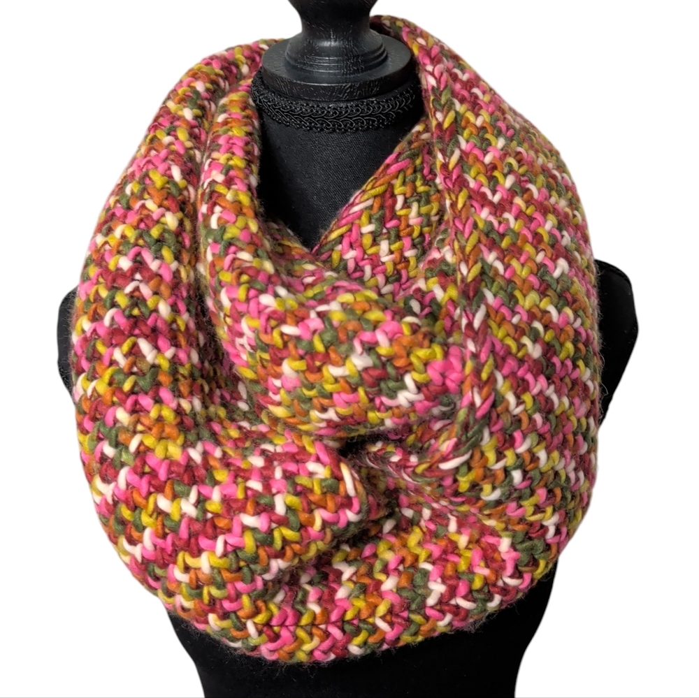 Vince Camuto Pink and Green Knit Scarf